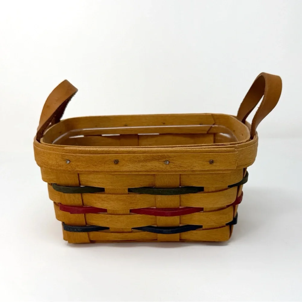 Longaberger Handwoven Basket w/ Leather Handles Small Preloved